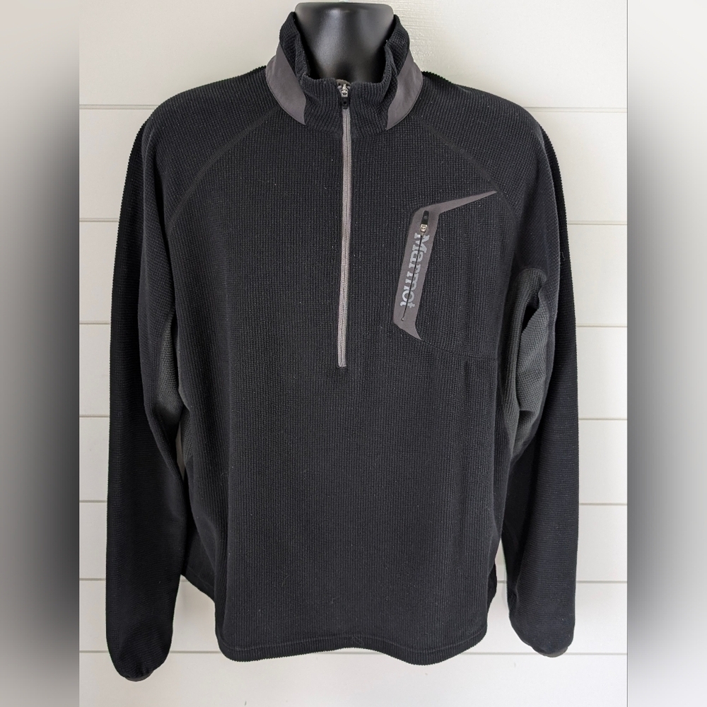 Marmot 1/2 Zip Waffle Fleece  Men's Size Large Black Thumbholes